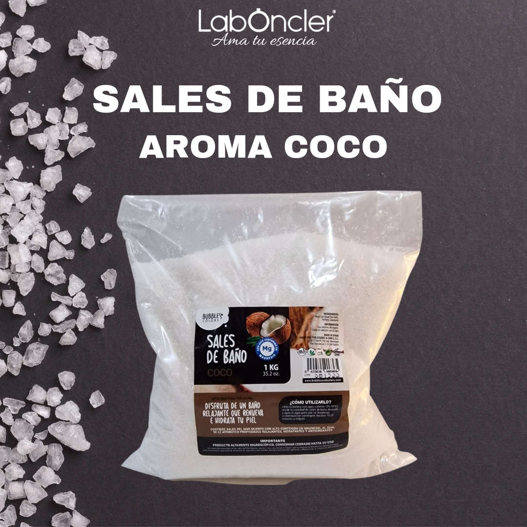 SALES DE BAÑO RICAS EN MAGNESIO AROMA COCO. 1 kg.