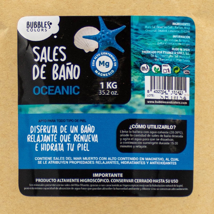 SALES DE BAÑO RICAS EN MAGNESIO AROMA OCEANIC. 1 kg.