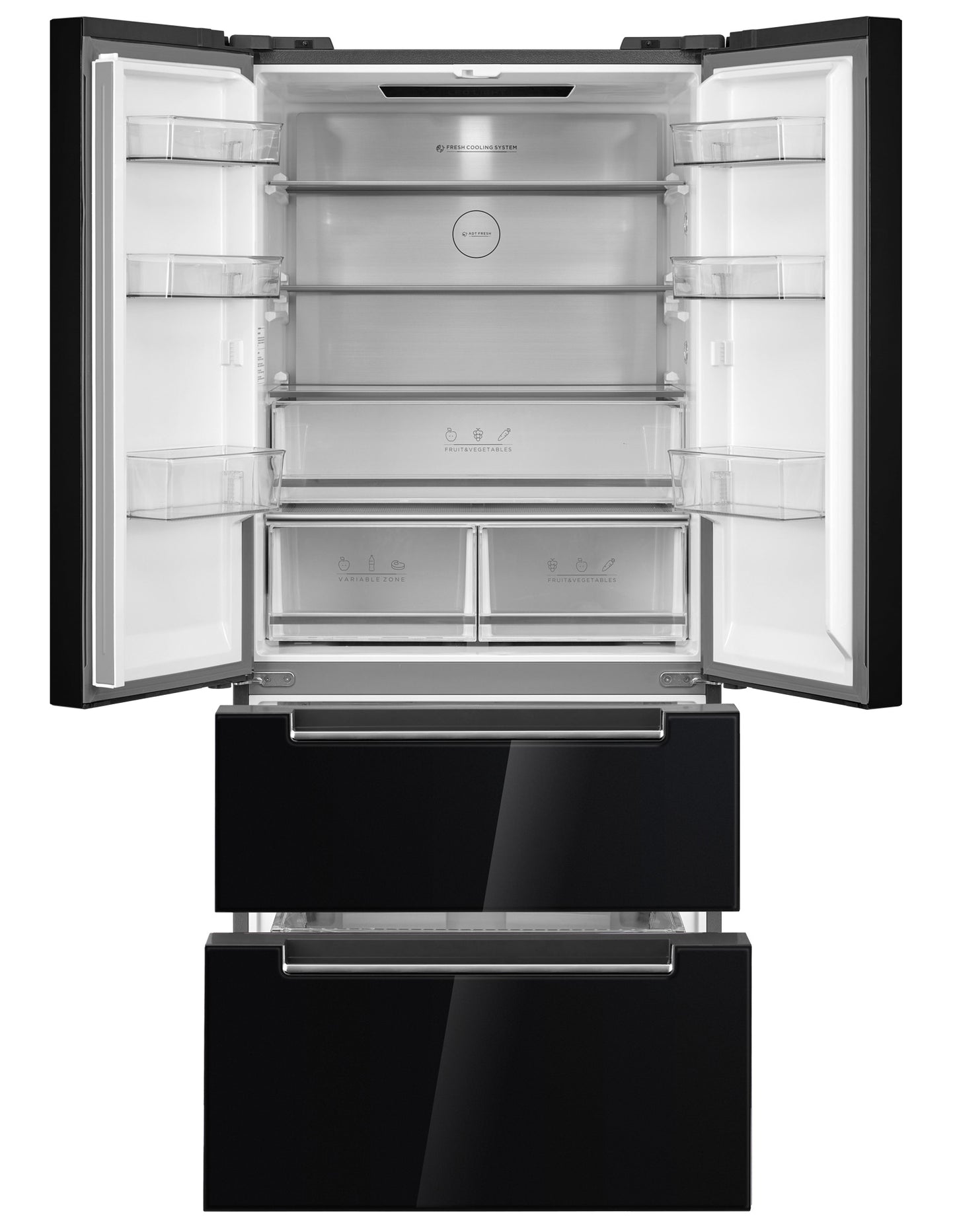 Frigorífico puerta francesa Nodor 190x84 cm cristal negro TWIN 189 TNF GDB