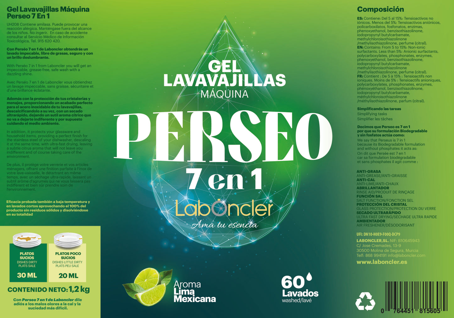 PERSEO LAVAVAJILLAS MÁQUINA EN GEL 1,2Kg