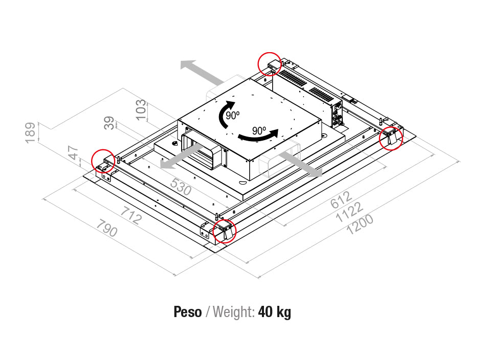 Campana de techo Pando E-221 120 cm