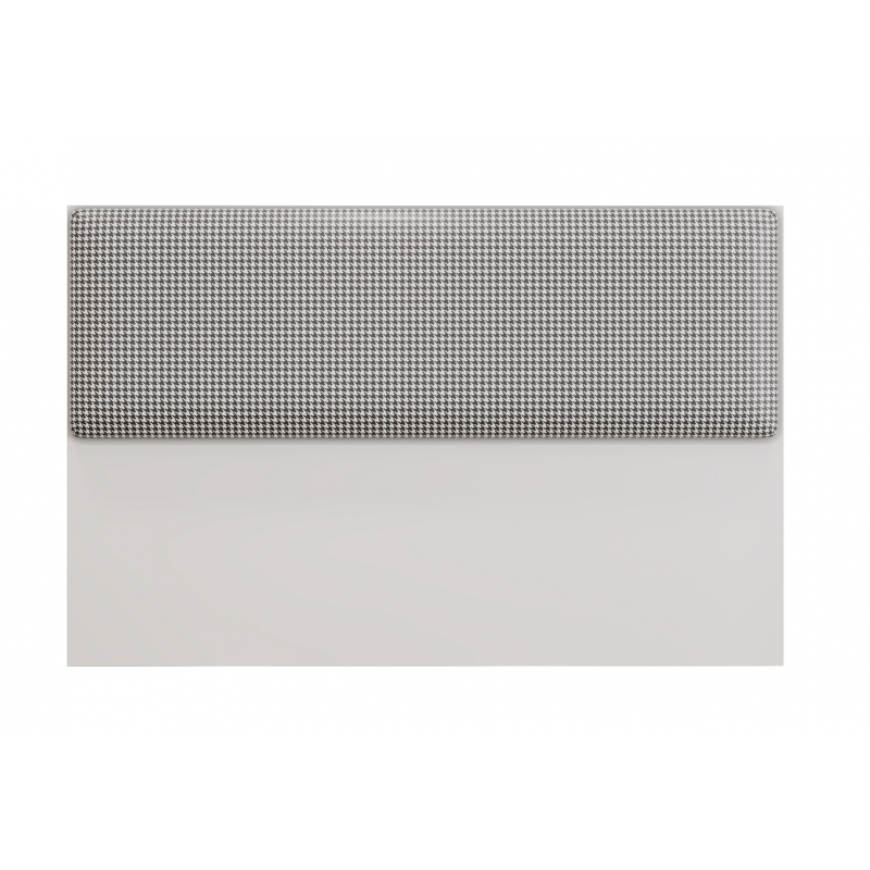 Cabecero tapizado UNI 160, MDP blanco, tejido pied poule, 160x5x90 cms
