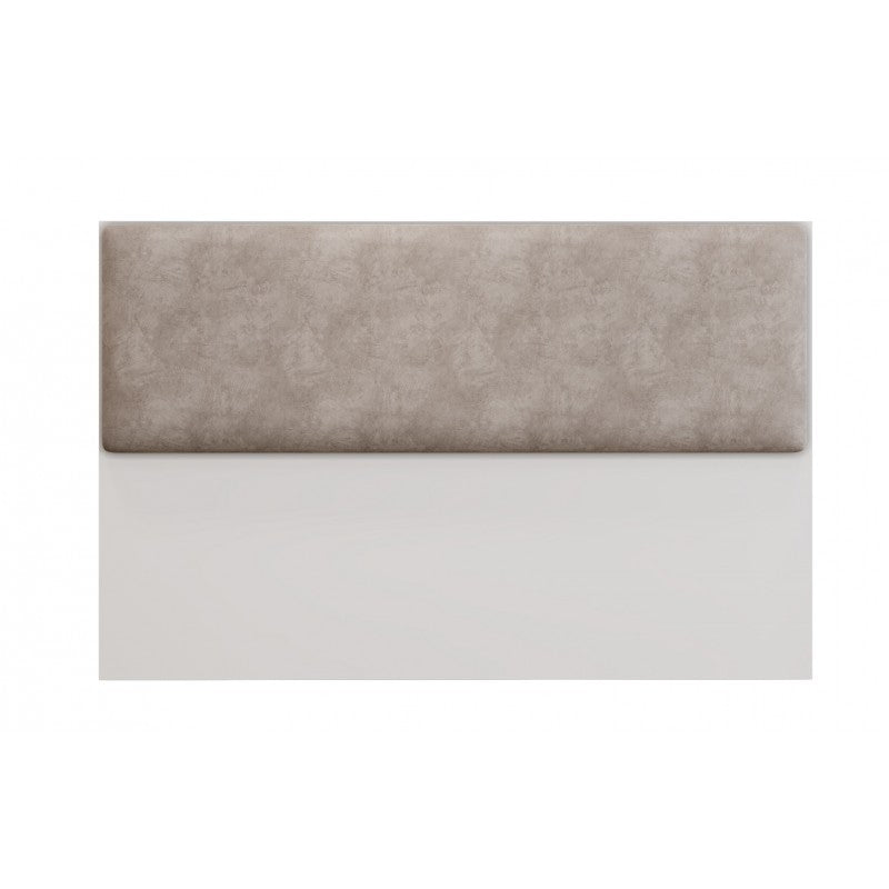 Cabecero tapizado UNI 160, MDP blanco, tejido velvet capuccino, 160x5x90 cms