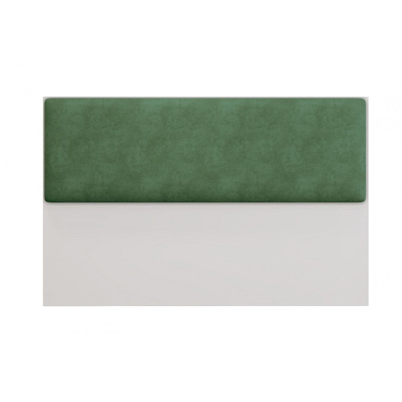 Cabecero tapizado UNI 160, MDP blanco, tejido velvet verde, 160x5x90 cms