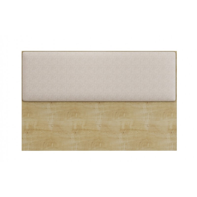Cabecero tapizado UNI 160, MDP natura, tejido lino beige, 160x5x90 cms