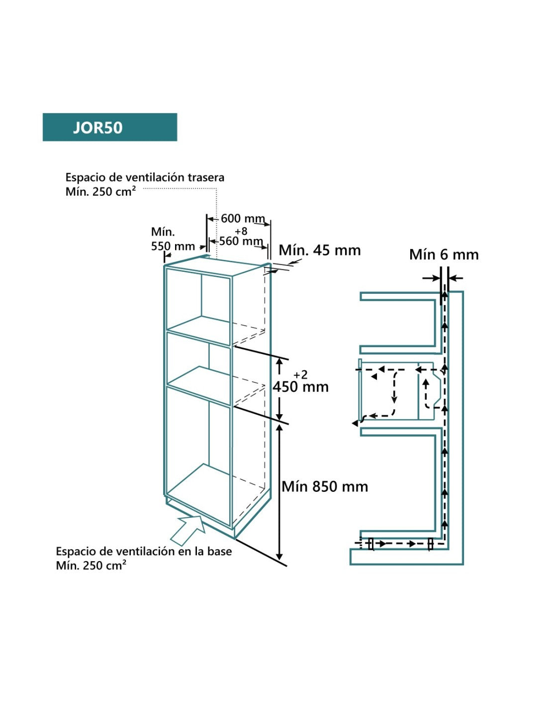 Horno compacto Johnson cristal negro JOR50