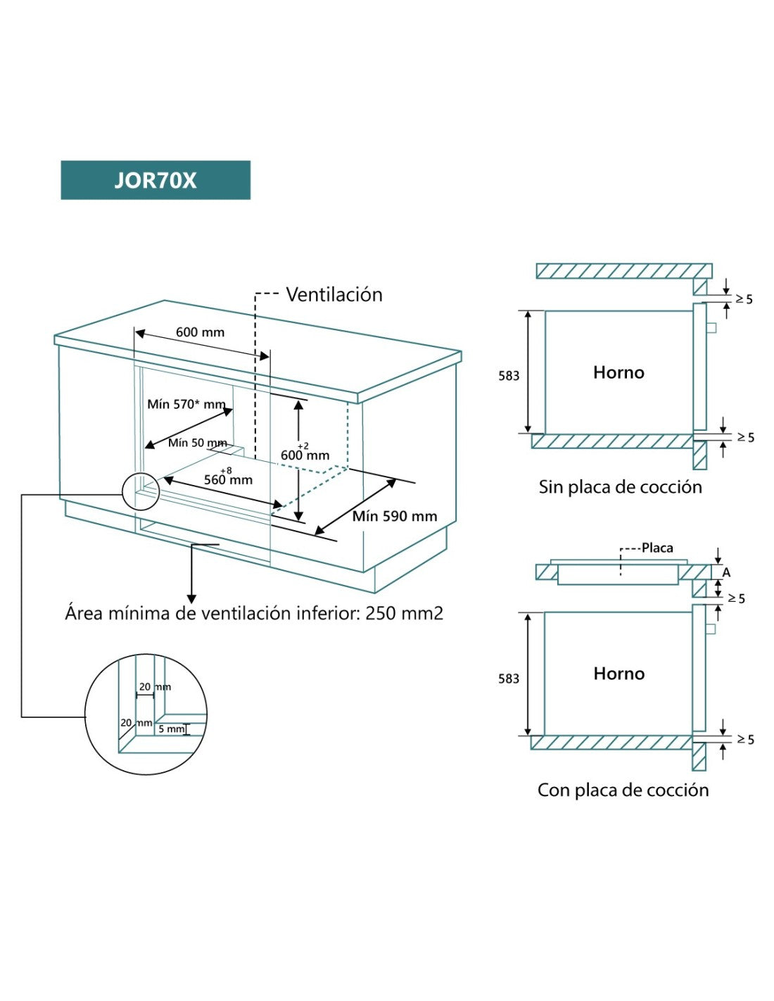 Horno multifunción Johnson acabado inox JOR70X