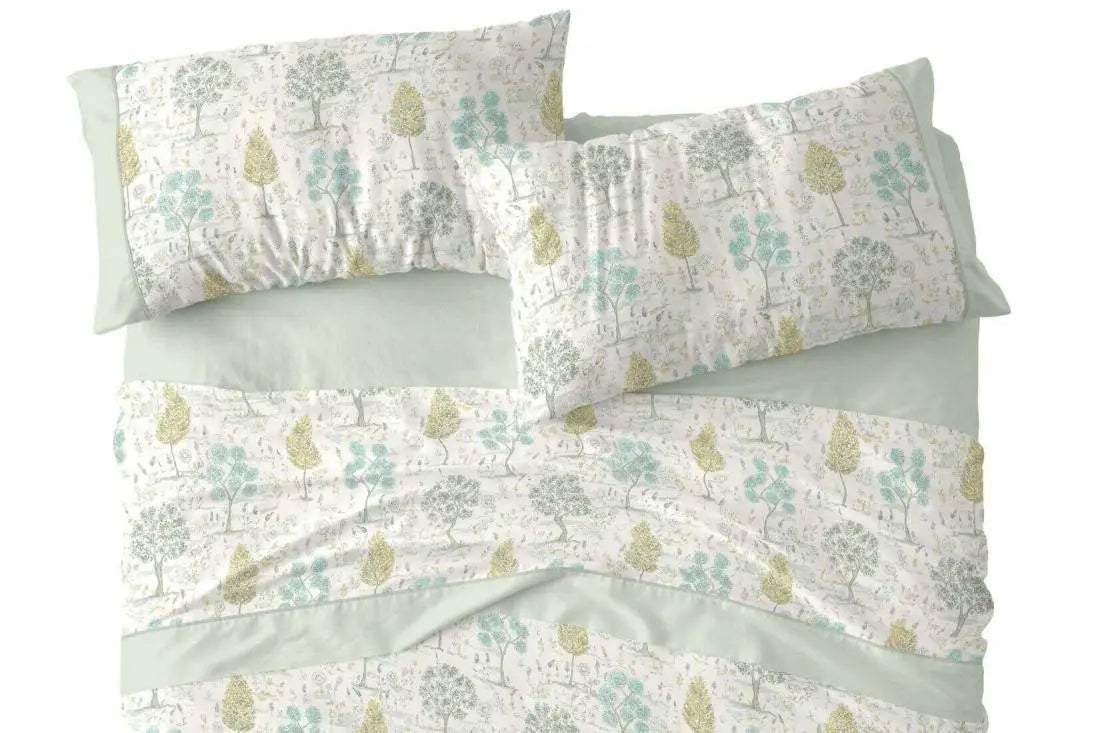 JUEGO DE SABANAS TELA 544 MENTA BURRITO BLANCO.