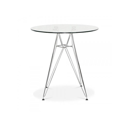 Mesa STAR, cromada, cristal, 90 cms de diámetro