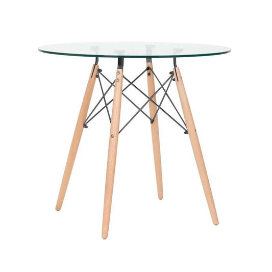 Mesa cocina STAR (TO), madera, cristal, 100 cms de diámetro