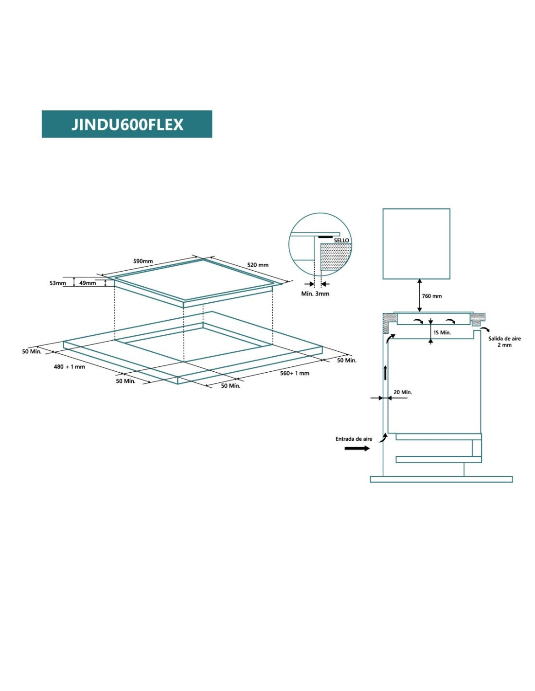 Placa de inducción Flex Johnson 60 cm JINDU600FLEX