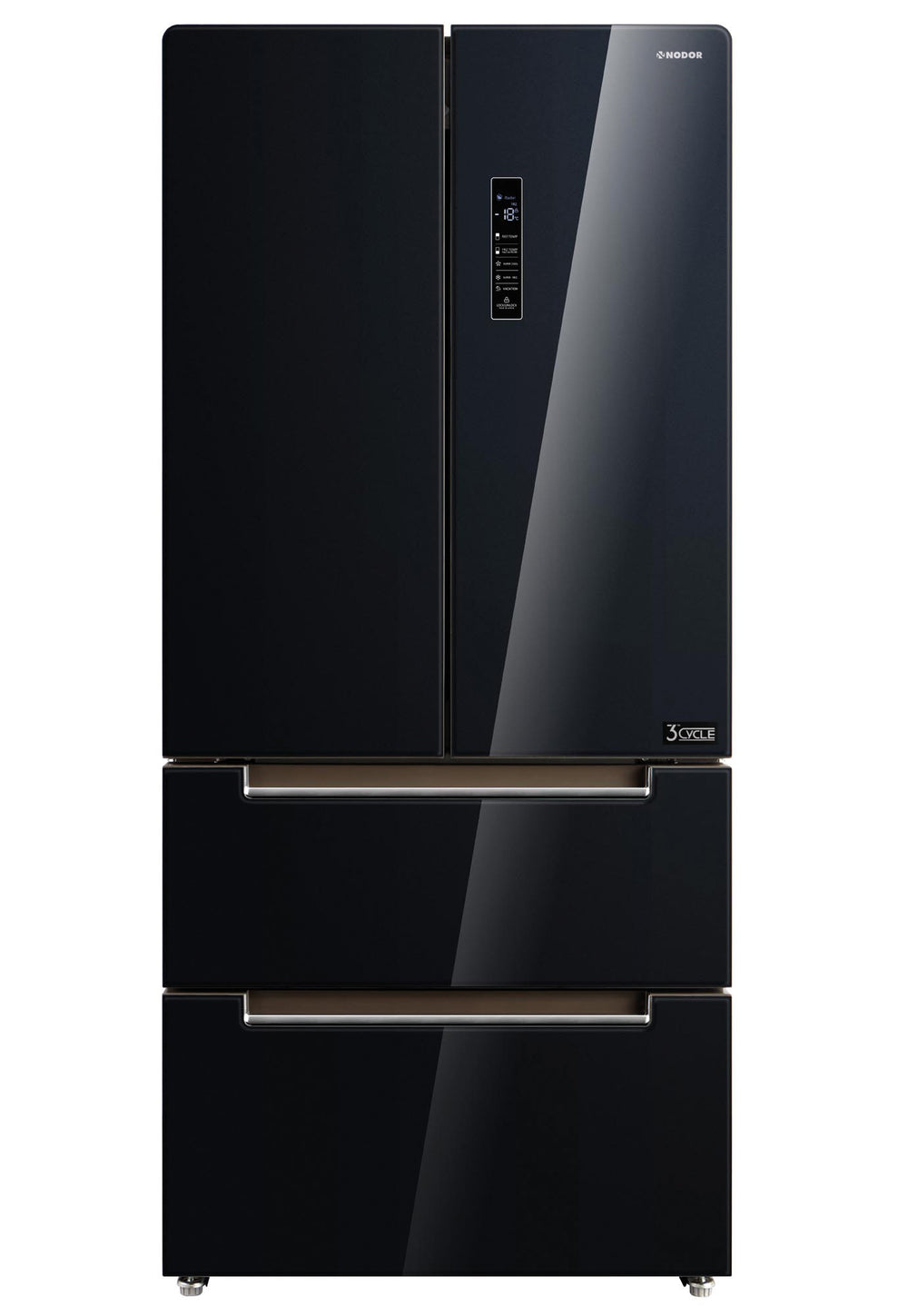 Frigorífico puerta francesa Nodor 190x84 cm cristal negro TWIN 189 TNF GDB