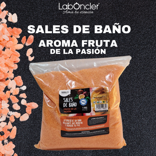 SALES DE BAÑO RICAS EN MAGNESIO AROMA FRUTA DE LA PASIÓN. 1 kg.