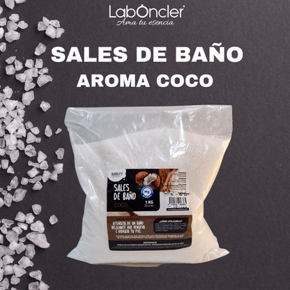 SALES DE BAÑO RICAS EN MAGNESIO AROMA COCO. 1 kg.