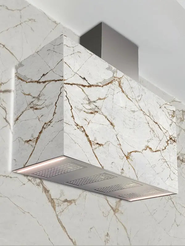 Campana decorativa de pared Pando modelo P-746 Inox + Dekton® Pando