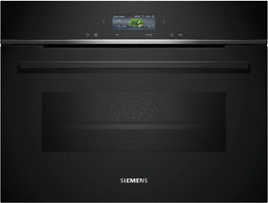 Siemens CM724G1B1 iQ700 Horno multifunción con microondas compacto 45 cm AirFry Cristal negro Clase A+ Siemens