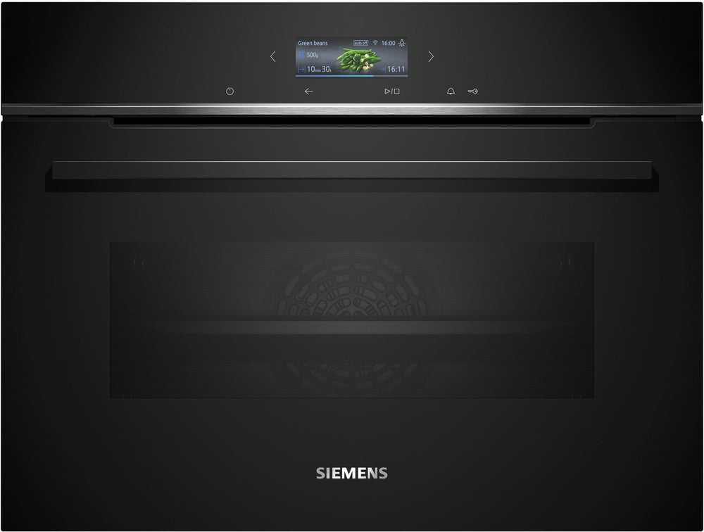 Siemens CB774G1B1 iQ700 Horno pirolítico compacto 60 cm AirFry Cristal negro Clase A+