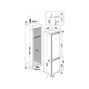 Frigorífico combi integrable 2m D - PUSH TO OPEN Whirlpool WHC20T573P