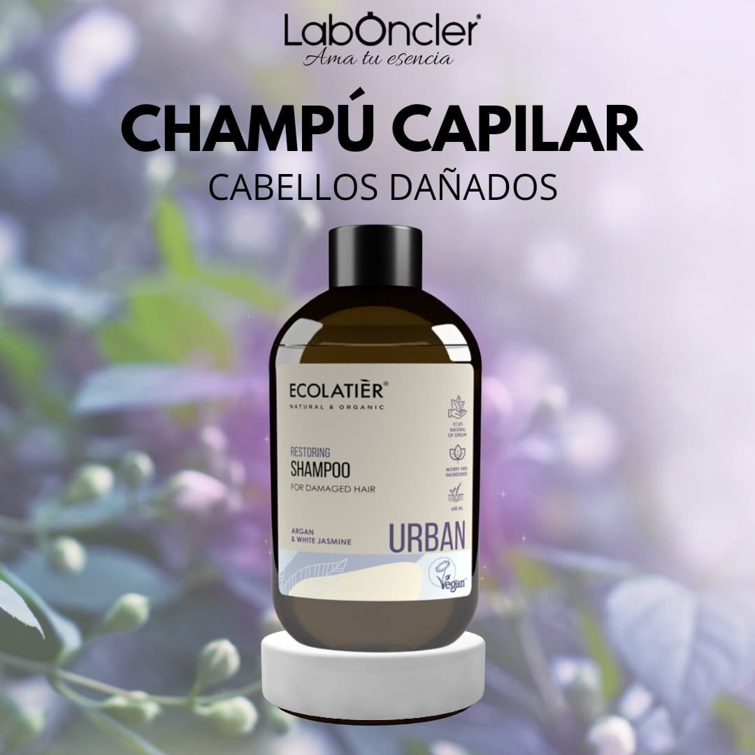 CHAMPÚ RESTAURADOR CABELLO DAÑADO CON ARGÁN Y JAZMÍN 600 ML. ECOLATIER