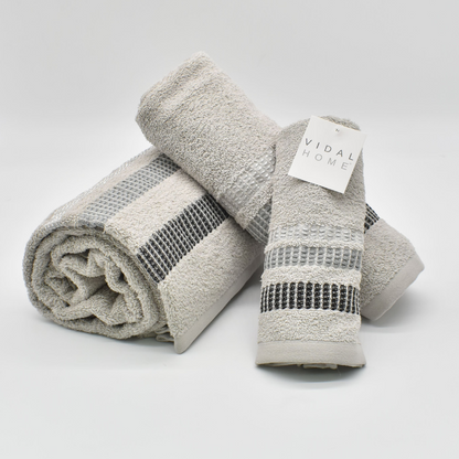 JUEGO DE TOALLAS 3 PIEZAS CHLOE GRIS VIDAL HOME