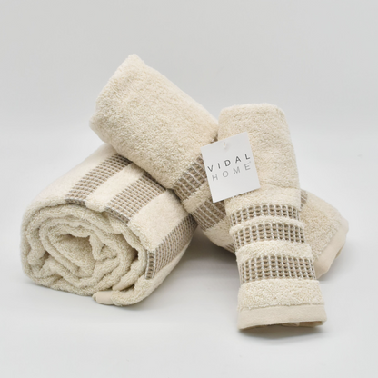 JUEGO DE TOALLAS 3 PIEZAS CHLOE NATURAL-LINO VIDAL HOME