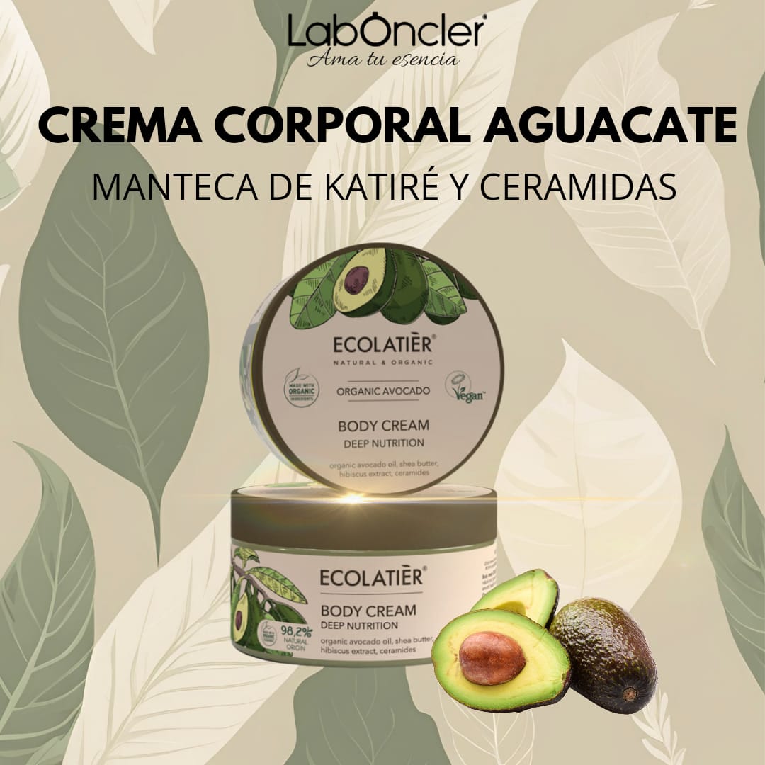 CREMA CORPORAL NUTRICIÓN PROFUNDA CON AGUACATE ECOLÓGICO ECOLATIER 250 ML.