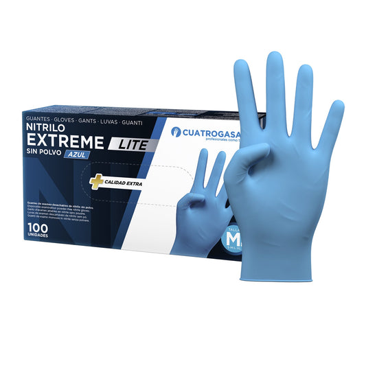 Guantes de Nitrilo Cuatrogasa Extreme Lite negro/azul