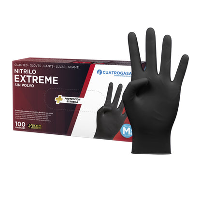 Guantes de Nitrilo Cuatrogasa Extreme Negro