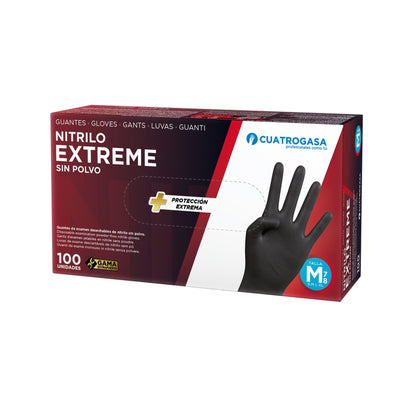 Guantes de Nitrilo Cuatrogasa Extreme Negro