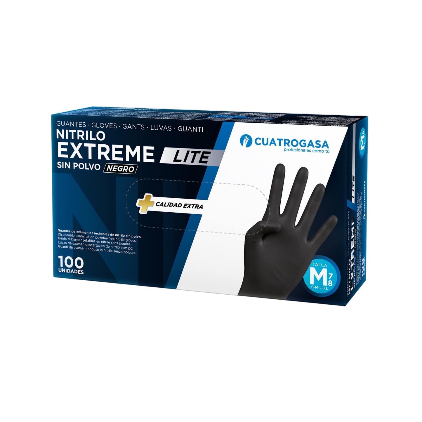 Guantes de Nitrilo Cuatrogasa Extreme Lite negro/azul