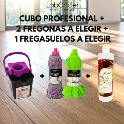 PACK CUBO ESCURRIDOR RAÍCES + 2 FREGONAS A ELEGIR + 1 ELIXIR FRIEGASUELOS A ELEGIR