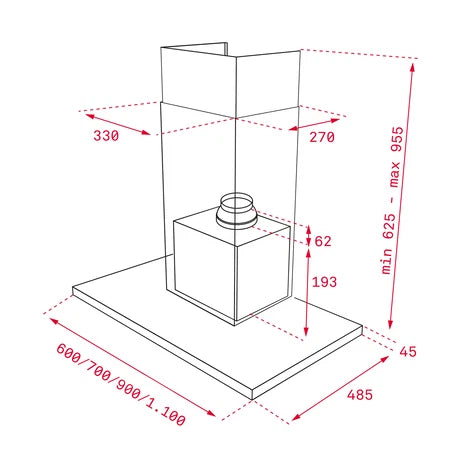 Campana de pared Teka 90 cm DLH 986 T Acero Inoxidable 40487182