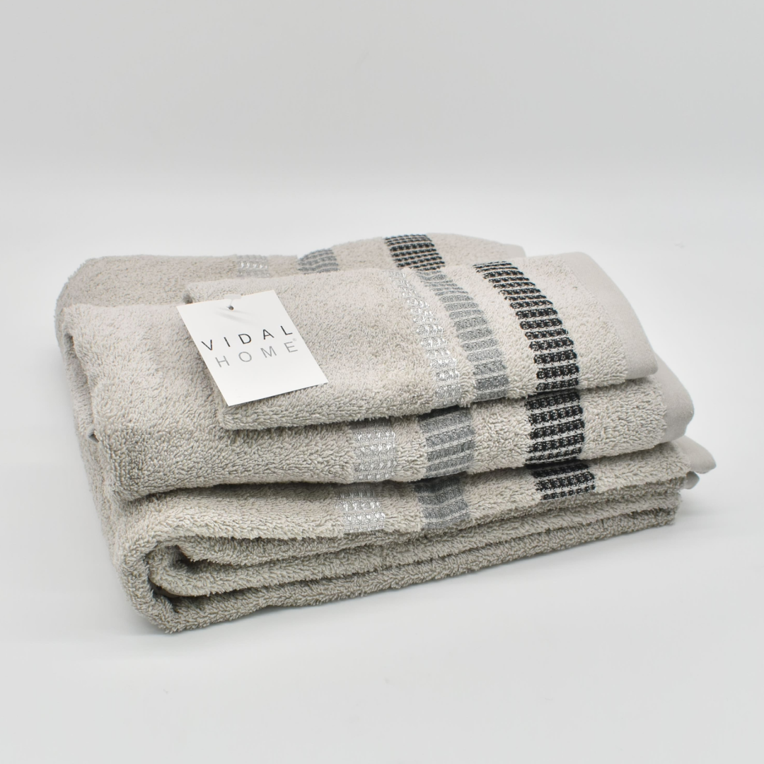 JUEGO DE TOALLAS 3 PIEZAS CHLOE GRIS VIDAL HOME