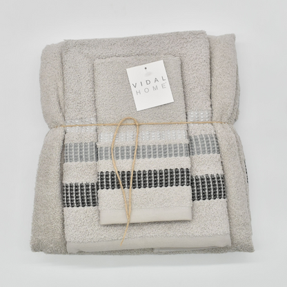 JUEGO DE TOALLAS 3 PIEZAS CHLOE GRIS VIDAL HOME