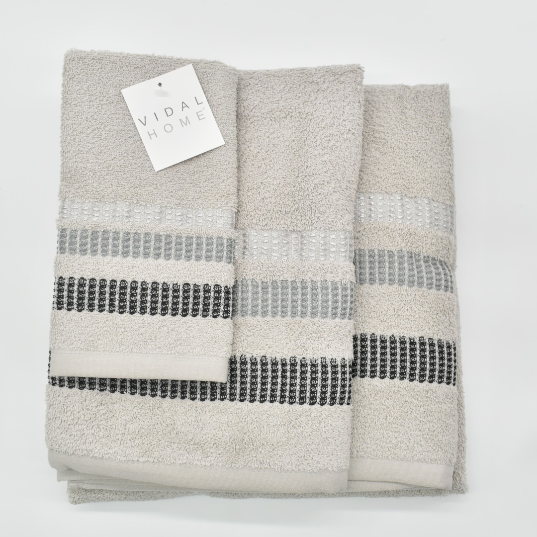 JUEGO DE TOALLAS 3 PIEZAS CHLOE GRIS VIDAL HOME