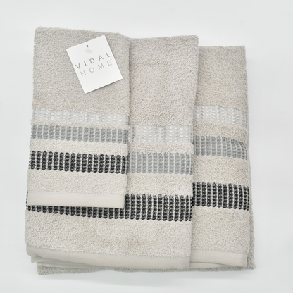 JUEGO DE TOALLAS 3 PIEZAS CHLOE GRIS VIDAL HOME
