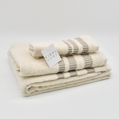 JUEGO DE TOALLAS 3 PIEZAS CHLOE NATURAL-LINO VIDAL HOME