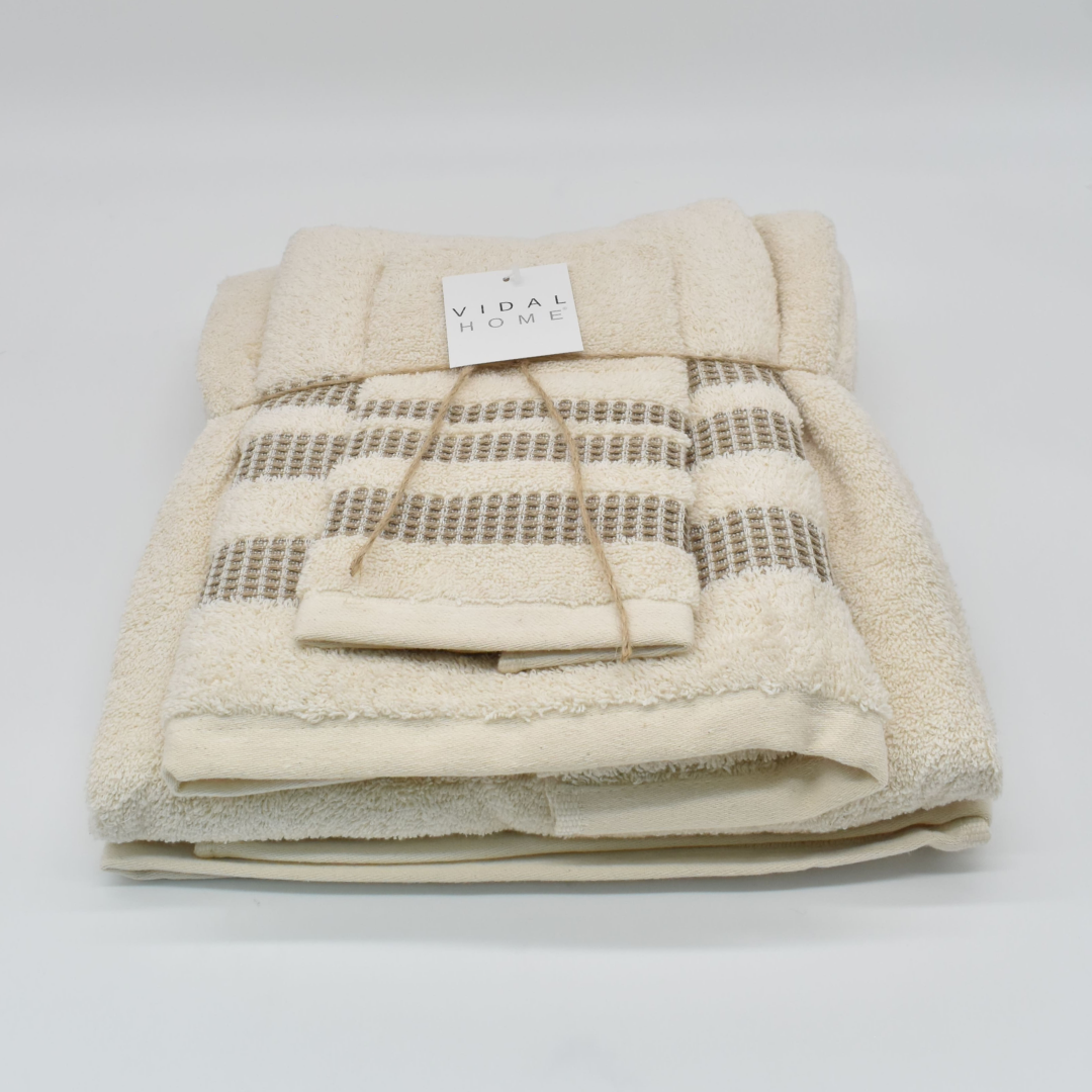 JUEGO DE TOALLAS 3 PIEZAS CHLOE NATURAL-LINO VIDAL HOME