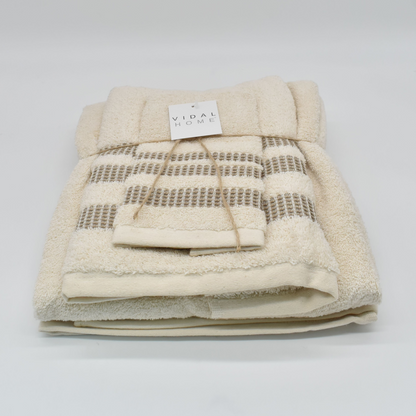 JUEGO DE TOALLAS 3 PIEZAS CHLOE NATURAL-LINO VIDAL HOME