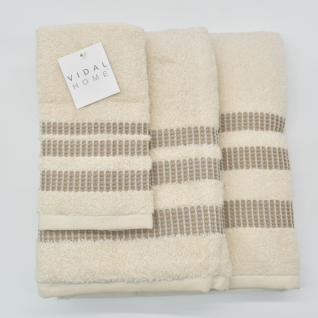 JUEGO DE TOALLAS 3 PIEZAS CHLOE NATURAL-LINO VIDAL HOME