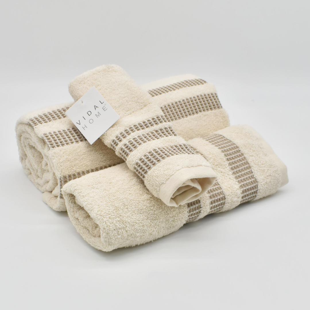 JUEGO DE TOALLAS 3 PIEZAS CHLOE NATURAL-LINO VIDAL HOME