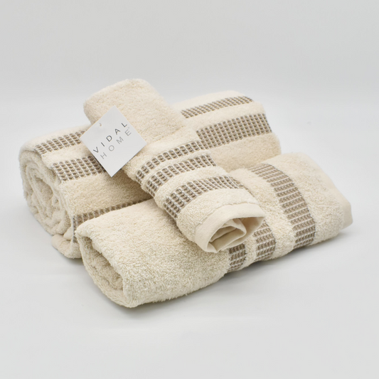 JUEGO DE TOALLAS 3 PIEZAS CHLOE NATURAL-LINO VIDAL HOME
