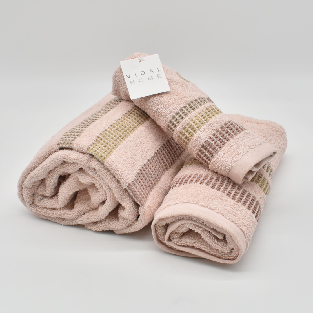 JUEGO DE TOALLAS 3 PIEZAS CHLOE ROSA VIDAL HOME