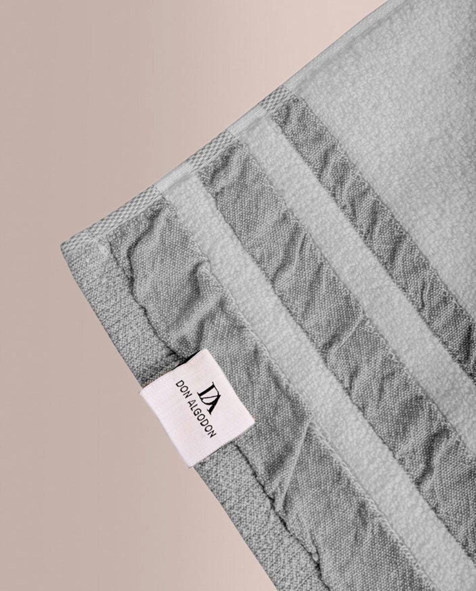 JUEGO DE TOALLAS 3 PIEZAS JACQUARD SIROS GRIS DON ALGODÓN