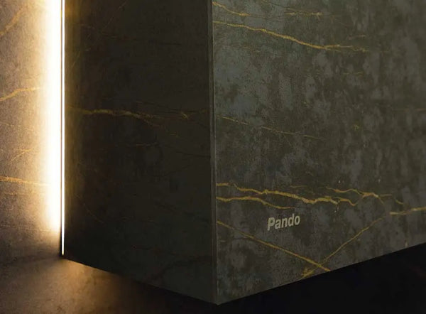 Campana decorativa de pared Pando modelo P-746 Inox + Dekton® Pando