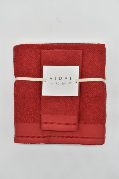 JUEGO DE TOALLAS 3 PIEZAS PONTO ABERTO BURDEOS VIDAL HOME