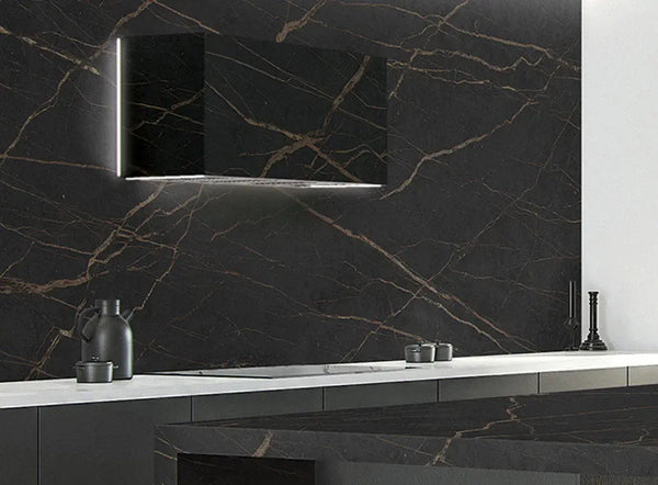 Campana decorativa de pared Pando modelo P-746 Inox + Dekton® Pando