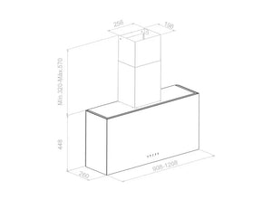 Campana decorativa de pared Pando modelo P-746 Inox + Dekton® Pando