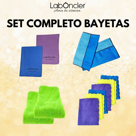 SET MIXTO DE BAYETAS: PVA (2)-DOBLE CARA (2)-MICROFIBRA (6)-PAÑO ANTIBACTERIANO (2) LABONCLER