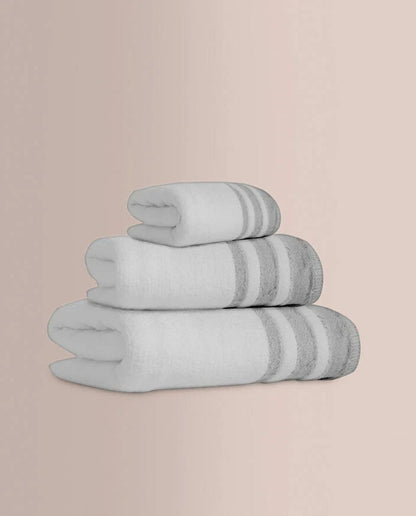 JUEGO DE TOALLAS 3 PIEZAS JACQUARD SIROS GRIS DON ALGODÓN